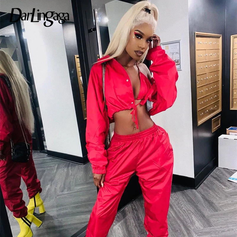 

Darlingaga Streetwear Candy Color Tracksuit for Women Two Piece Set Autumn Sweatshirt Tops and Pants Matching Sets Outfits 2019