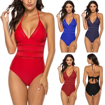 

Halter Bikinis Mujer Sexy One Piece Swimwear Women Push Up Monokini Swimsuit High Cut Bathing Suit Summer Beachwear Biquini 2020