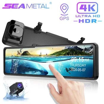 

12 Inch Video Recorder DVR Car Touch Screen Rear Mirror Dash Cam 4k with Rear View Camera Mirror Recorder Auto Dashcam 3 in 1