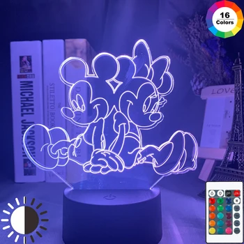 

Minnie Mickey Back To Back 3d Led Bedroom Night Light for Home Decoration Nightlight Romantic Christmas Gift for Girls Room Lamp