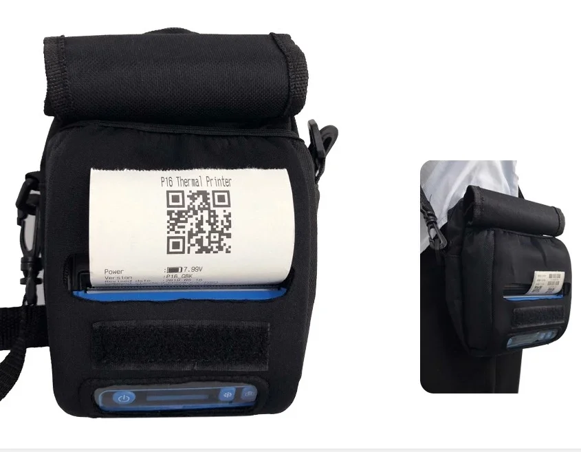Printer with case 80 мм Bluetooth принтер портативный мобильный 2 в 1 тепловой этикетки и бумаги чеков водонепроницаемый QR наклейка со штрих-кодом принтера - Цвет: Printer with case