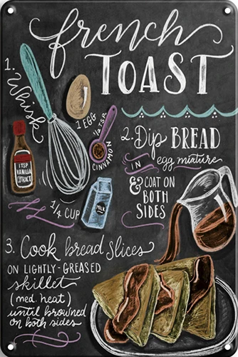 

Toast Blueberry Pie Cookies Fries Hot Dog Metal Sign Plaque Vintage Wall Decor for Pub Club Man Cave Bar Decoration Tin Plates