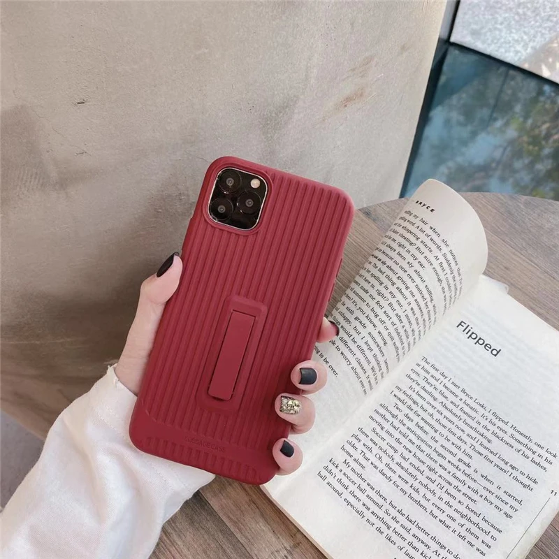 Карамельный цвет Текстура багажа ремешок на руку мягкий чехол s для iphone 11promax X XS Max XR 6S 7 8 Plus Стенд чехол для телефона чехол