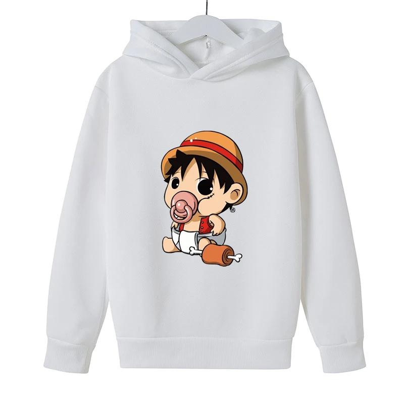 One Pieces Luffy Hoodies Sweatshirts Boys and Girls Fashion Red Black Gray Pink Autumn Winter Hoody Kids Brand Casual Tops children's hooded tops Hoodies & Sweatshirts