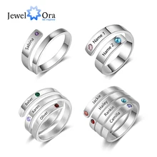 Jóias personalizadas anéis das mães nome personalizado birthstone wrap anéis para as mulheres gravadas jóias presentes de aniversário para a mãe(China)