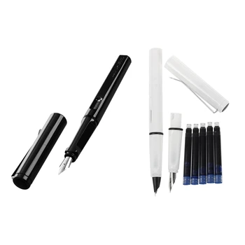 

JINHAO 2 Set 599 Student Fashion Fountain Pen the Best Gift to Give As Gifts Medium Nib, Black & White