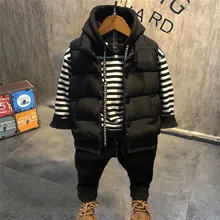 Детская одежда; Новинка года; Сезон Зима; Толстый хлопковый жилет для мальчиков; 81722 с капюшоном; A13337 брюки; C1128