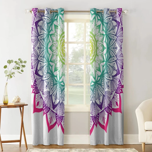 Bianco Mandala fiore Boho finestra tenda interna mantovana porta camera  drappo per cucina soggiorno camera da