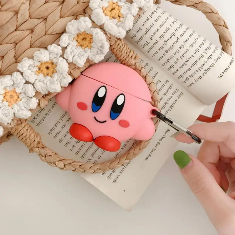 

1pc lovely Cartoon Pink Kirby Star Headphone Cases Airpods 1/2 Silicone Protection Earphone Cover Accessories figure toys gift
