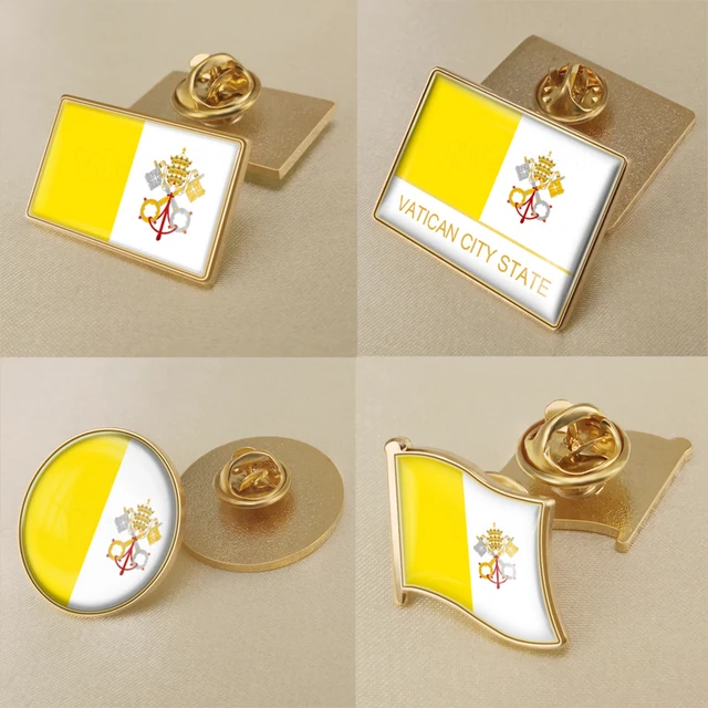 Introducing the Coat of Arms of Vatican City Map Flag National Emblem National Flower Brooch Badges Lapel Pins