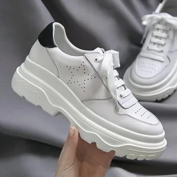

Women's genuine leather platform flats sneakers leisure hold breathable female comfortable footwear casual shoes for women sale
