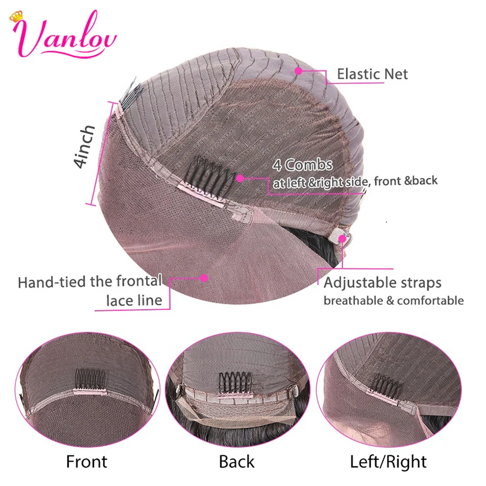 Vanlov Hair 13X4 Water Wave Wig Lace Front Human Hair Wigs 8-26 Short Brazilian Wig Lace Front Remy Brazilian Hair Lace Front (4)