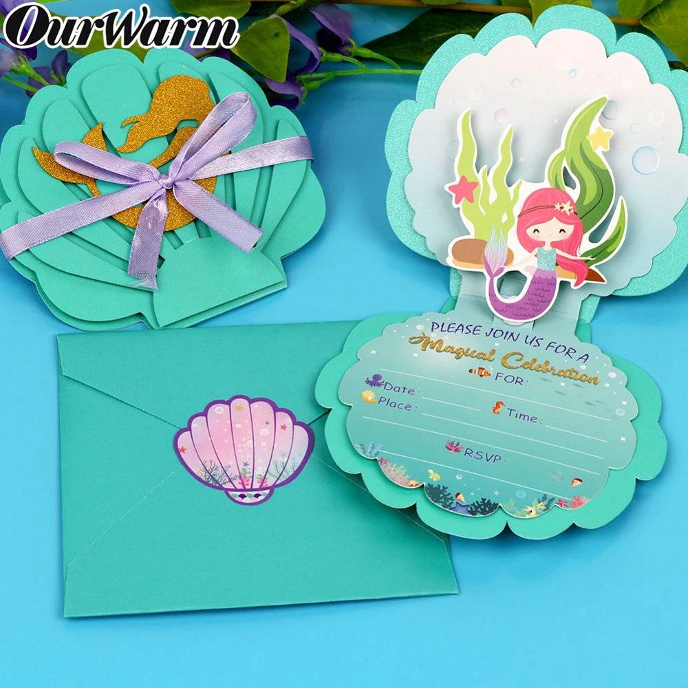 Ourwarm Mermaid Party Decoration Invitation Cards Candy Paper Boxes Bags Gift For Guests Baby Shower Birthday Party Supplies Party Favors Aliexpress