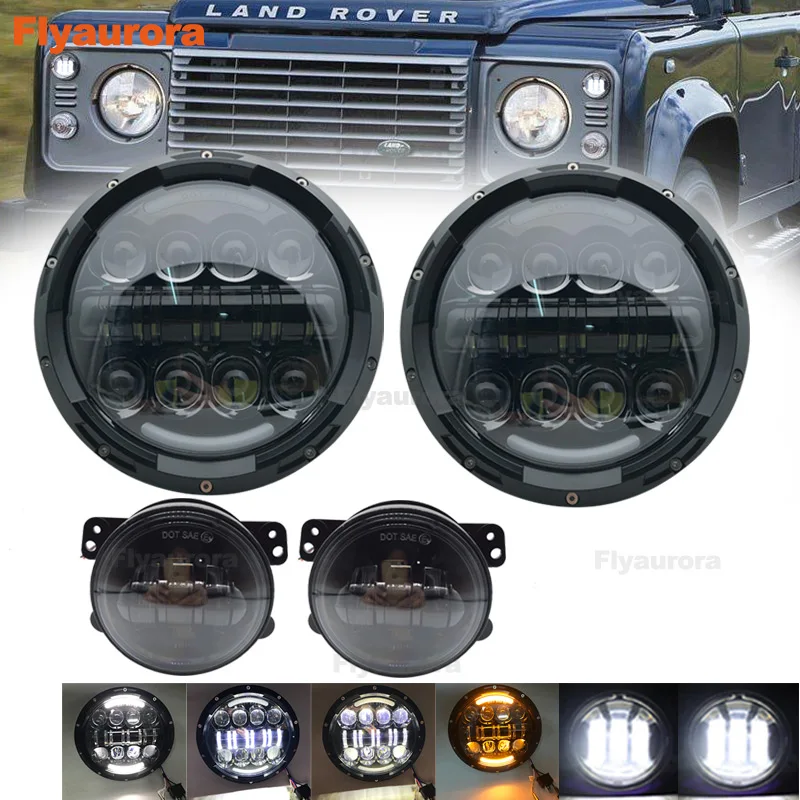 80w black combo Черный 2 шт. 90 Вт H4 7 дюймов светодиодный головной светильник с парой 4 ''30 Вт передний бампер светодиодный противотуманный светильник противотуманная фара для AM General Hummer 1992~ 2001 - Цвет: 80w black combo
