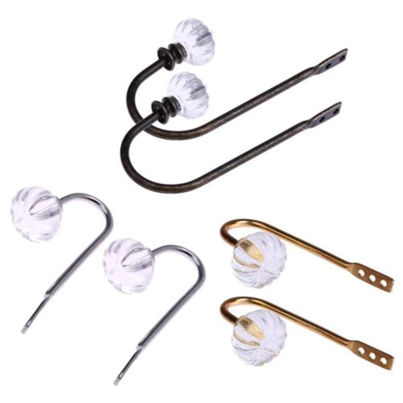 

2pcs Wall Mounted Hook Hangers Drawer Handle Hooks Wall Tie Back Hook Hanger Holder Glass Curtain Hold Back