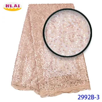 

African Lace Dresses Fabric, Organza Nigeria Lace Fabric With Sequin, Party Nigeria Garment For Lady Organza Mr2992b