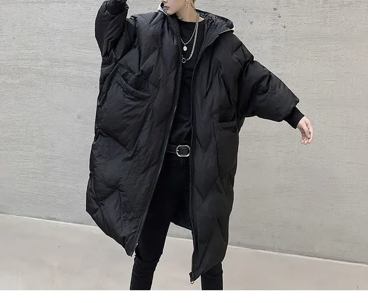 Women Black White Parkas Fashion New Full Sleeve Elegant Small Fresh Pocket Plus Size Minority Casual Coat Top DMY2023