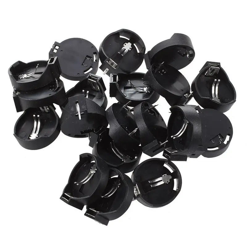 

20 Pcs Button Battery Holder Case Black for CR/LIR2032 2025 2016