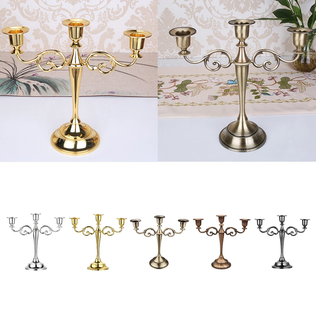 

European 3 Arms Candelabra Candle Holder for Decoration Candle Holder Metal Wedding Centerpieces for Home Decor