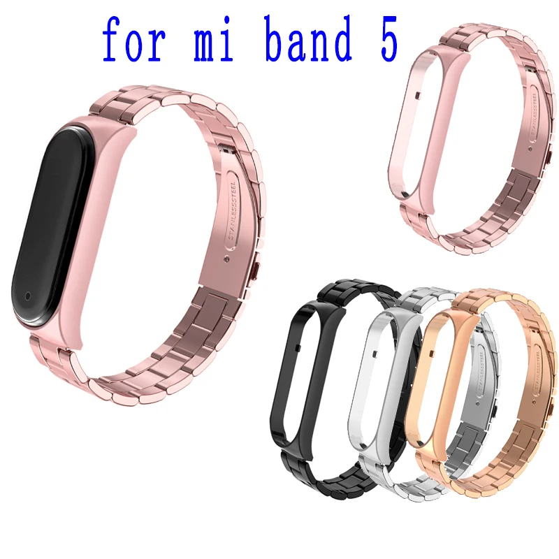 Роскошный металлический ремешок для Mi Band 5 Correa Xiaomi MI Смарт-браслет из нержавеющей