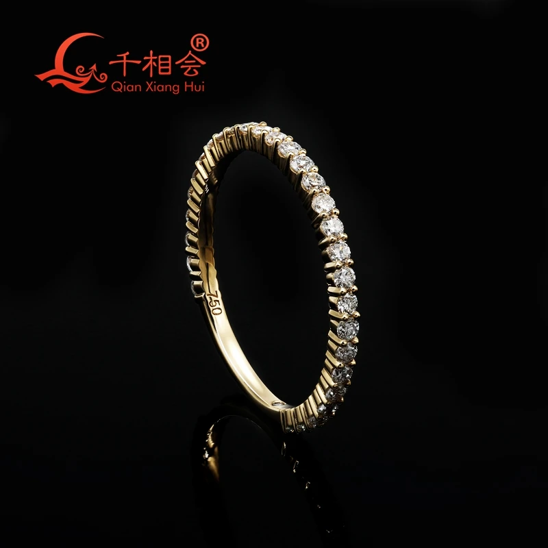 18K  Gold  3/4 Eternity  Ring G Color 1.5mm Round HPHT Lab Diamond Ring Bands for Women Engagement Wedding Party