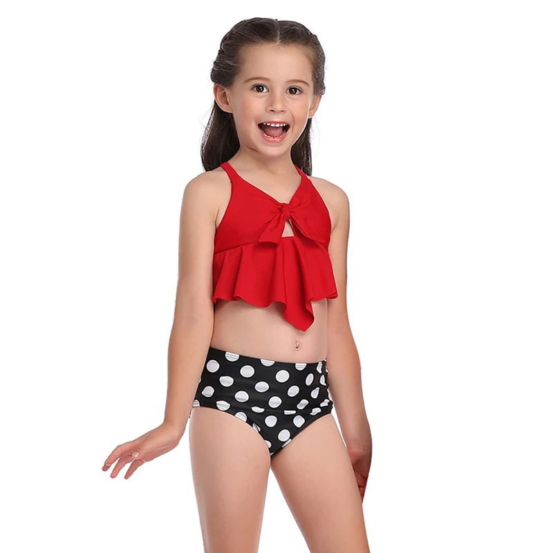 red kids Sfit купальник, женское бикини,, Mujer, высокая талия, купальник с оборками, бикини, купальник, женский, s, танкини, купальники, бикини - Цвет: red kids