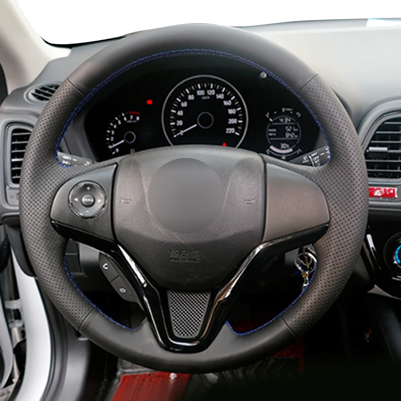 Черный PU искусственная кожа Чехол рулевого колеса автомобиля для Honda Fit- City- Jazz- HR-V HRV