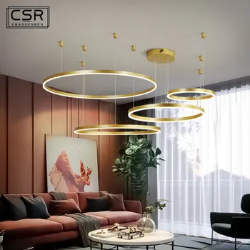 

Modern Round Ring LED Chandelier Living Room Restaurant Pendant Lamp Hotel Hall Hanging Light Fixtures Nordic Home Chandelier