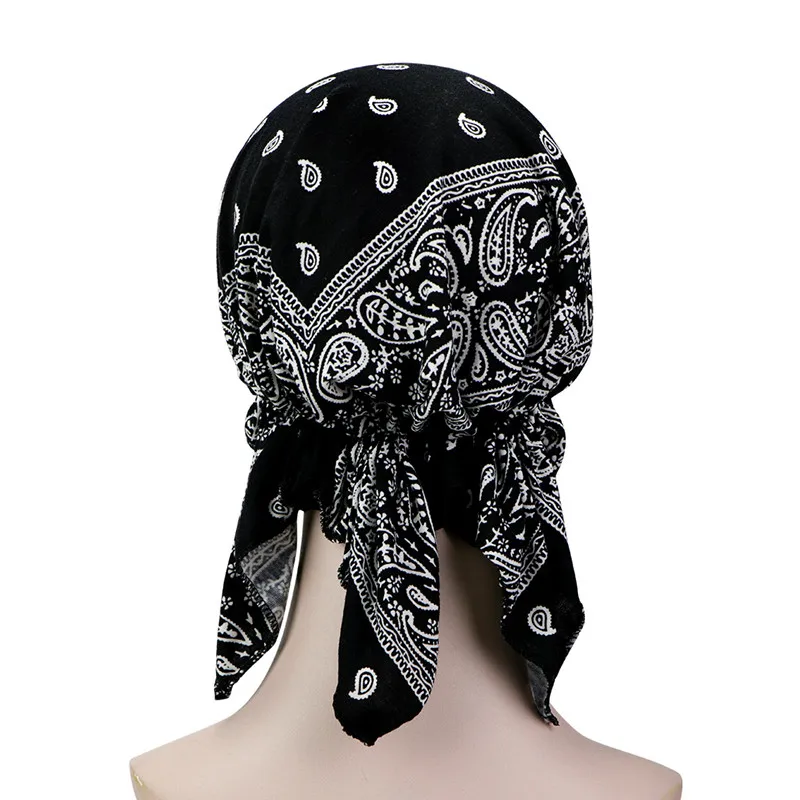 Мусульманский эластичный женский хлопковый шарф тюрбан шляпа раковая химиотерапия шапочка при химиотерапии заглушка на шляпку обертывание головной убор для выпадения волос аксессуары - Цвет: Black