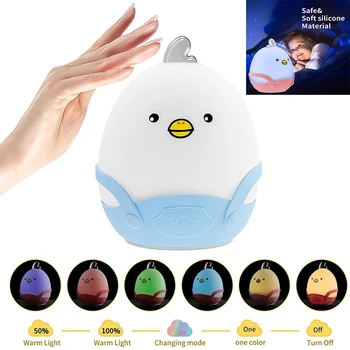 

Cute LED Night Light Rechargeable Soft Silicone Touch Sensor Night Light Lamp For Kids Bedroom Decor Holiday Christmas Gift