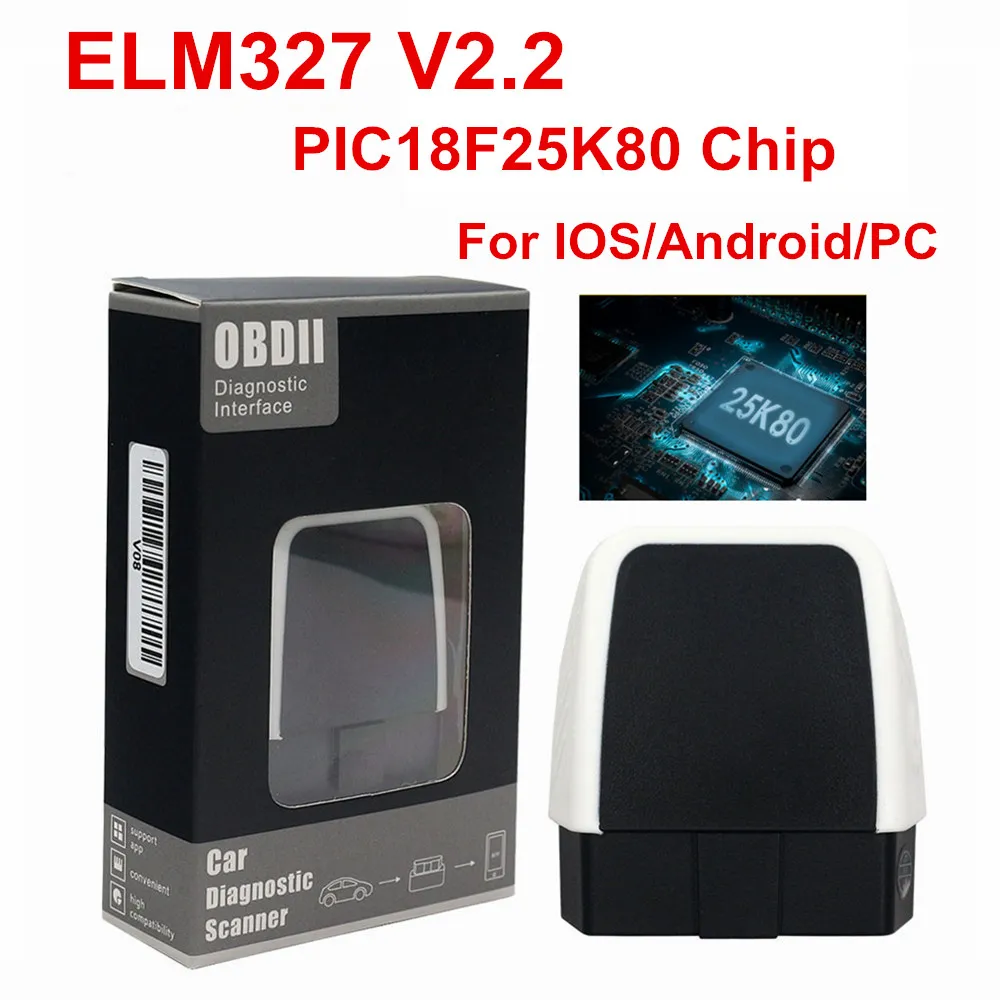 ELM327 Bluetooth 4,0 HW V2.2 PIC18F25K80 чип ELM 327 для Android/IOS/Windows поддерживает все функции OBD2 диагностический сканер - Цвет: ELM327 v2.2
