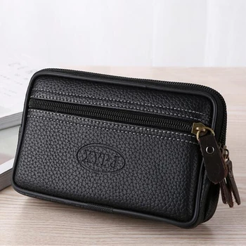 

LKEEP Mobile Phone Waist Pack For Men Testificate Bag Leather Coin Purse Strap Pocket Cellphone Bag Clutch Bag Belt Waist Pouch