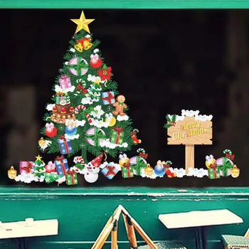 

2021 Merry Christmas Window Wall Sticker New Year Christmas Decoration Decal Home Decor Xmas Tree Sticker 50cmx70cm