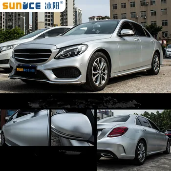 

SUNICE 1.52X5M Metallic Effect Car Wrap Vinyl Film Car Wrapping Sticker Films Silver Color Changed Protective Film Detailing DIY