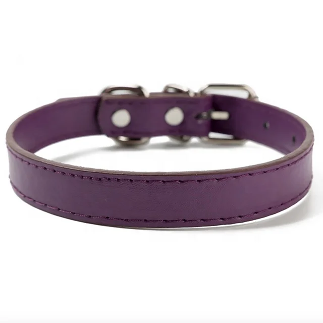 Ошейник для собак, поводок из искусственной кожи, ошейник для собак, поводок для собак, ошейник для маленьких, средних и больших собак, Регулируемый мягкий ошейник - Цвет: purple