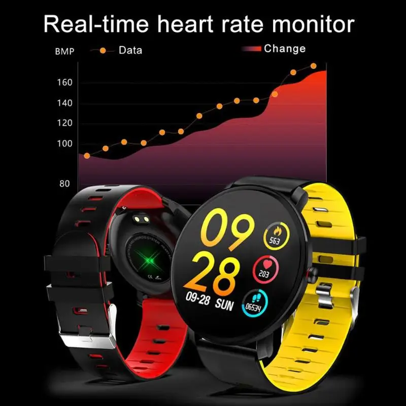 K9 IP68 Waterproof Heart Rate Blood Pressure Monitor Call Reminder Smart Band Standard 20mm Easy-To-Replace Strap Calories