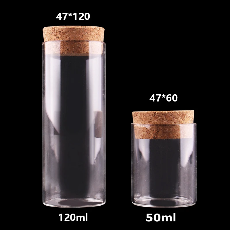 1pcs 60ml 120ml 200ml 230ml 250ml Glass Test Tube with Cork Stopper Bottles Jars Vials Container DIY Craft Bottles 4