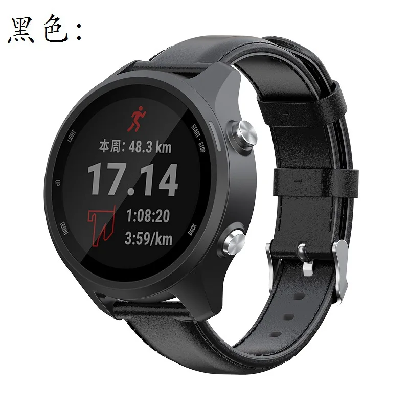 Black Масло воск кожаный ремешок для Garmin forerunner245/645/vivoactive 3 музыка Mavericks натуральная голова кожаный ремешок - Цвет: Black