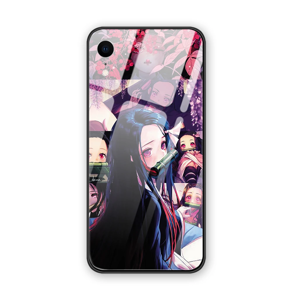 Kamado Nezuko Kimetsu no Yaiba Demon Slayer закаленное заднее покрытие чехол для телефона для iphone XR X XS MAX 5 5S 6 6S 7 8 Plus 11 Pro Max