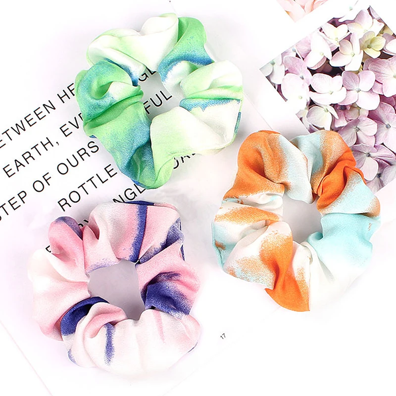 2019 Women Elegant Print Starry Sky Chiffon Elastic Hair Bands Ponytail Holder Sweet Hair Scrunchie Tie Fashion Hair Accessories