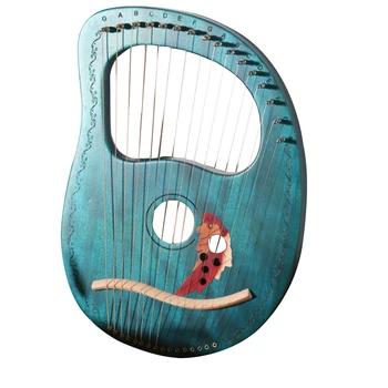 

Concave Design Gift Solid Wood Veneer Kids Party Professional 16 Strings Lyre Harp Mini Portable Compact Lightweight Travel