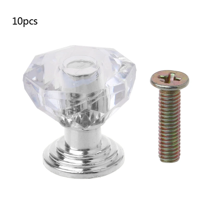 

10PC Diamond Shape Crystal Glass Cabinet Knob Drawer Pull Handle For Jewelry Box G8TB