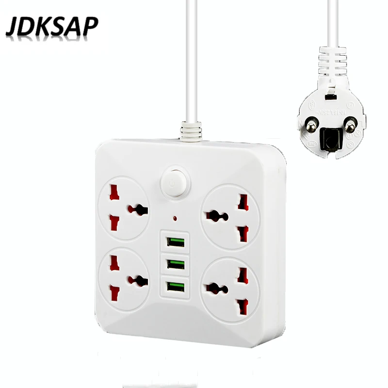 Плата питания А быстрая зарядка 3 USB порта адаптер 4 розетки 2 м удлинитель для сетевого фильтра|Удлинители