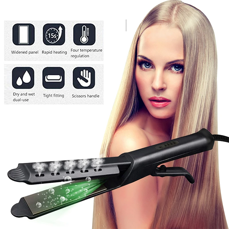 

Dry and Wet Hair Straightener Professional Four True Temperature Regulating Straight Hair Splint Female Ceramic Widening Plate