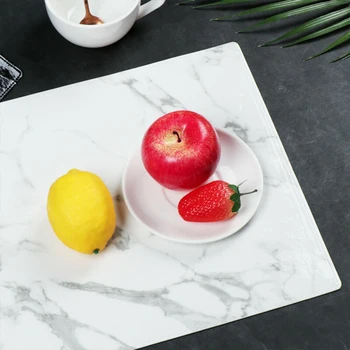 

Decoration Placemat 4pcs Marble Placemat Heat Insulation Western Kitchen