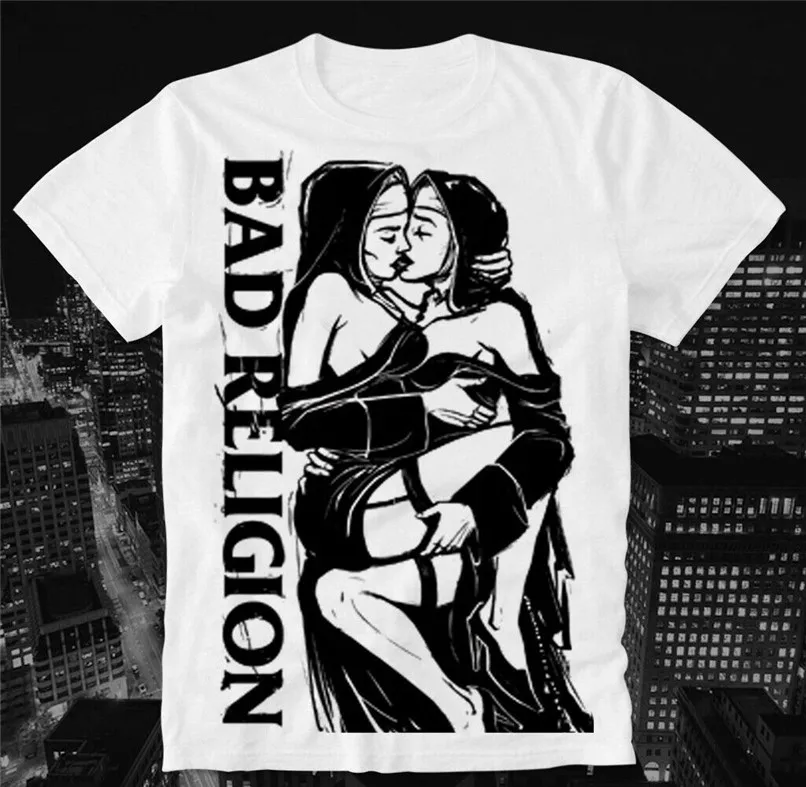 

T-Shirt Bad Religion Sexy Nun Nuns Generator Punk Rock American Jesus Retro Nofx Teenage Pop Top Tee Shirt
