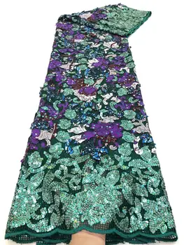 

5 Yards High Quality African Tulle Sequin Lace Fabric French Embroidery Mesh Net Cloth DIY For Wedding Bridal Gown Party Dress