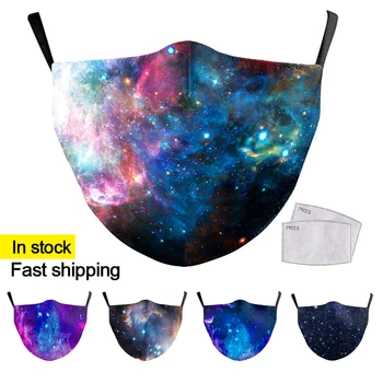 

Reusable Face Mask Washable Reuasble Fashion Face Cover Windproof Classic Galaxy Print Mask Adult Dust Proof Masks