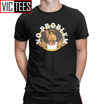 

No Problem Alf Tshirt for Men 100 Percent Cotton Tshirt Tv Gordon Shumway Sitcom Cat Series Alien Winter