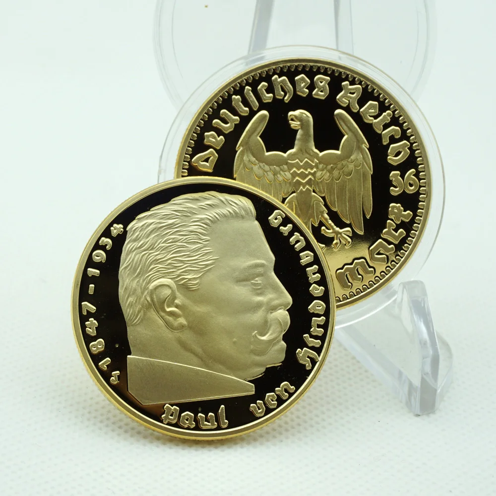 

Germany WWII Commemorative Coin Hindenburg Gold Coin Souvenir Weimar Republic President Paul von Hindenburg Coins